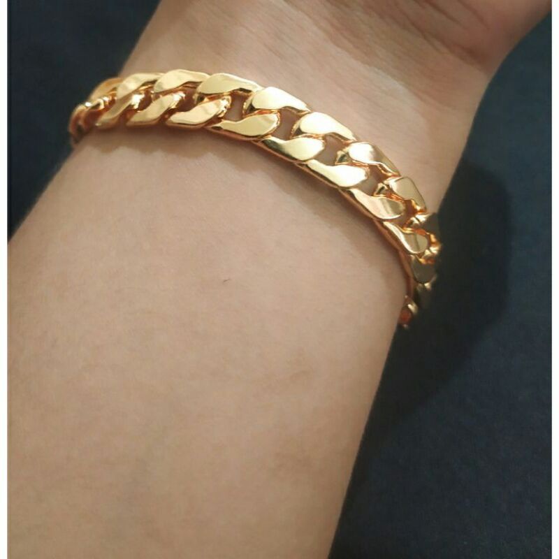 Gelang pria wanita model rantai berlapis emas