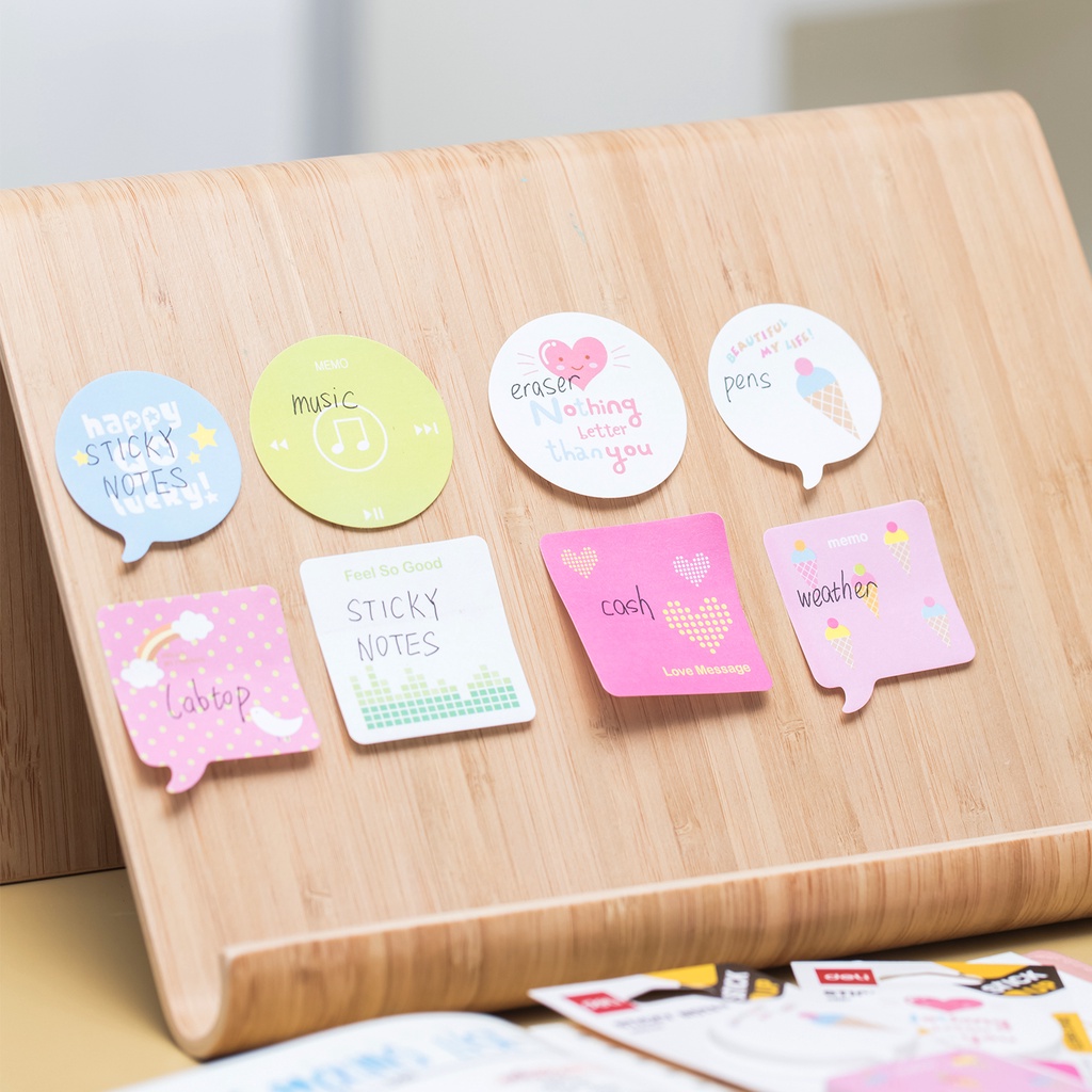HAPPY TIME DELI STICKY NOTES STICK UP MEMO TEMPEL MODEL AMPLOP/WARNA NEON KARAKTER LUCU ALAT TULIS KANTOR SEKOLAH KULIAH A55202 A55202
