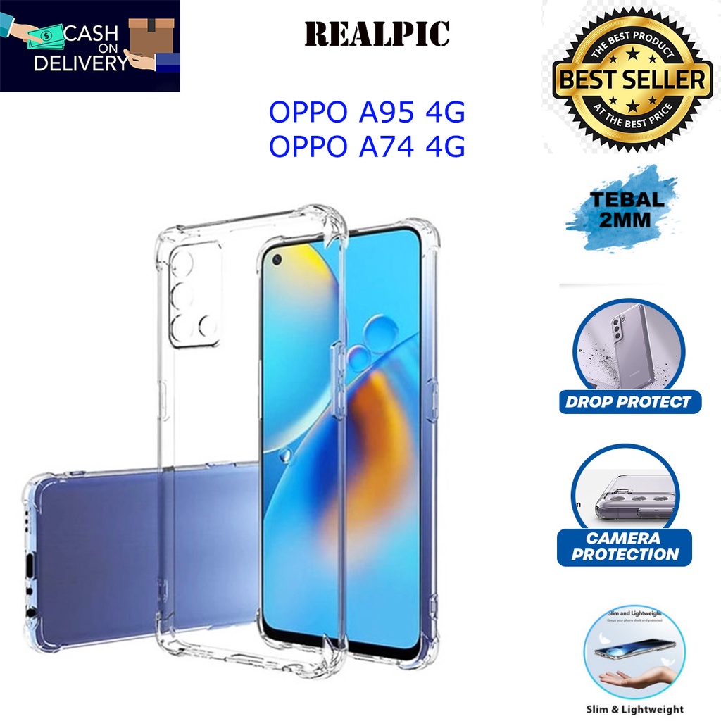 Case OPPO A95 4G / OPPO A74 4G Casing Clear HD KETEBALAN 2MM BENING TRANSPARAN TPU Premium Softcase