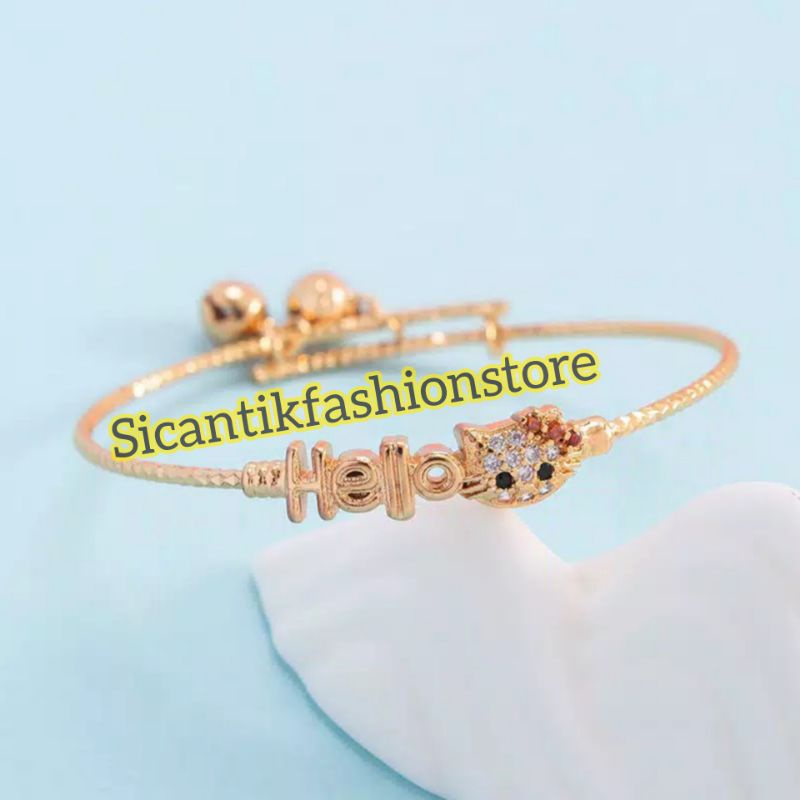 Gelang Titanium anak-anak Hello Kitty Terlaris Anti Karat Tidak Luntur Fashion Anak-anak Lucu Bagus