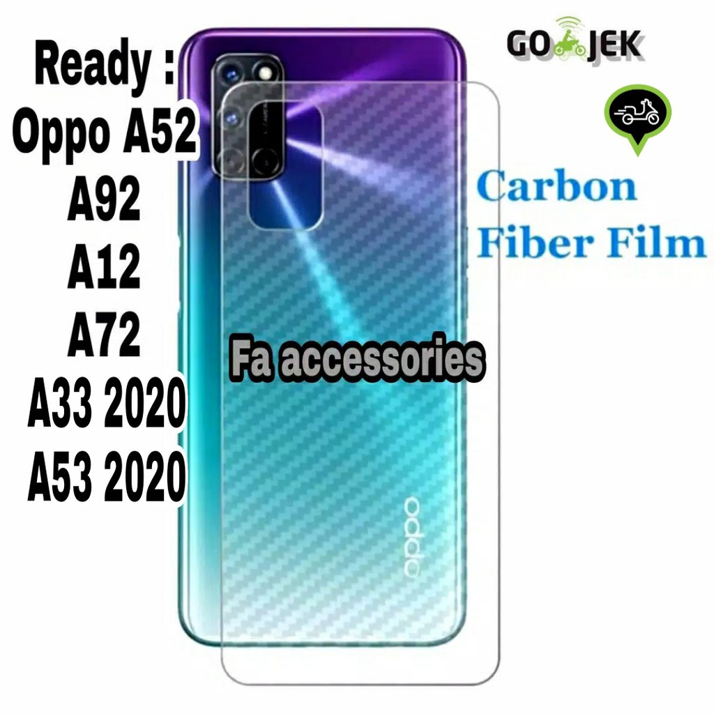 FA Skin Carbon OPPO A11K A33 2020 A52 A53 A54 A92 a12 A72 A74 5G k Skin Carbon antigores belakang