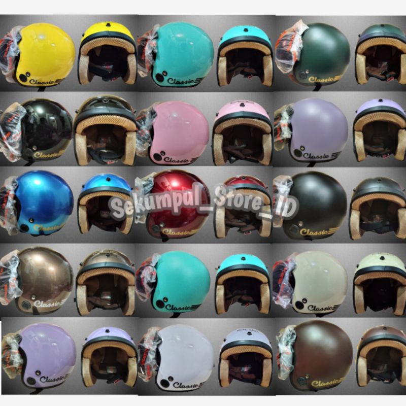 [MurahMeriah] Helm Bogo Retro Classic Dewasa Pria Wanita SNI Free Stiker