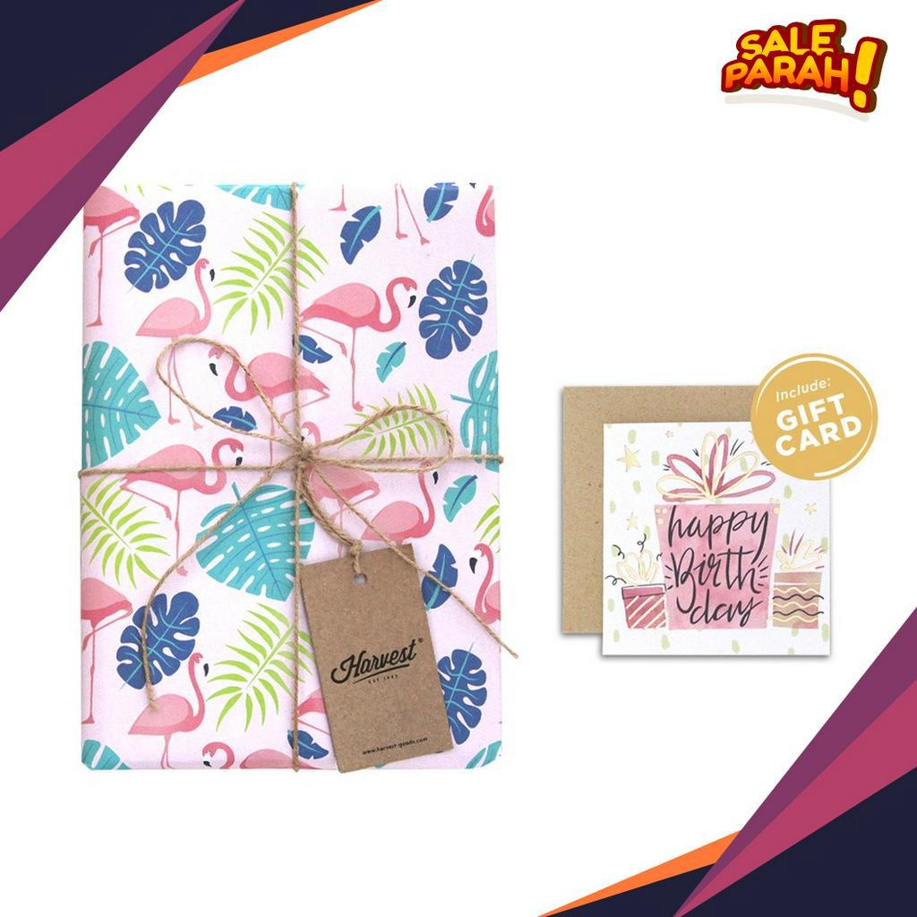 

MURRRMERRR Paket Kertas Kado Kartu Harvest Gift Set Happy Flamingo