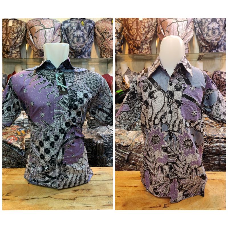 Batik Couple Ayah Dan Anak Warna Ungu Seragaman