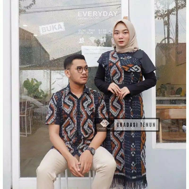 Baju Set Couple Tenun Pria Wanita Etnik Troso Jepara - Baju Couple Prewedding - Baju Couple Tenun