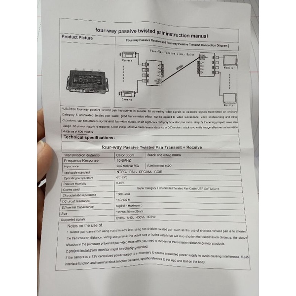 video balun 4ch passive cctv