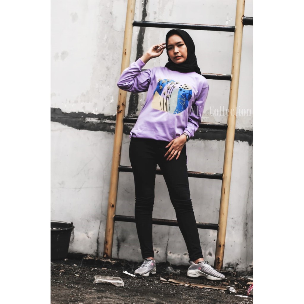 KAOS LENGAN PANJANG ZOLAQU SREETWEAR UNGU / BAJU ATASAN MOTIF ZOLAQU WANITA