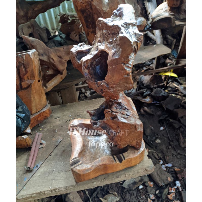 Asbak Bolong Kayu Jati Tua