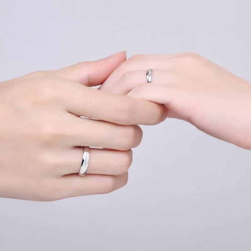 Cincin Putih Polos Cincin Pasangan Pria dan Wanita Silver