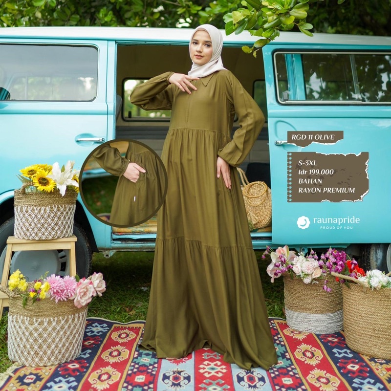 Gamis Rayon Polos Rauna RGD 11