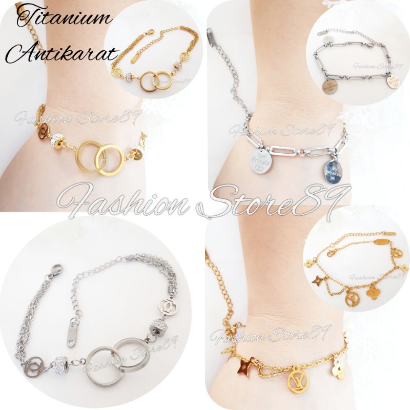 Gelang Tangan Fashion Titanium Impor Antikarat Gold Silver fashion