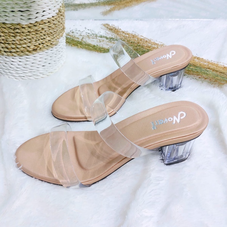Sandal Wanita High Heel Kaca Transparan  - Novari H01