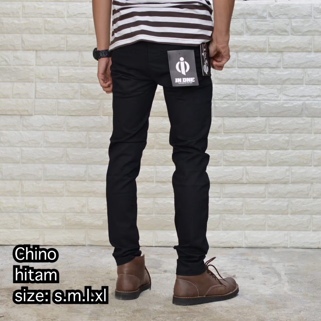 CHINO IN ONE ORIGINAL Celana Chino Panjang Pria Celana Chino warna Hitam Seri Art INCP601