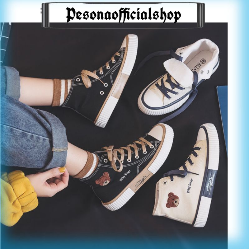 COD POS 801 Sepatu Sneakers Kanvas Wanita Sepatu why bear Trend Korea
