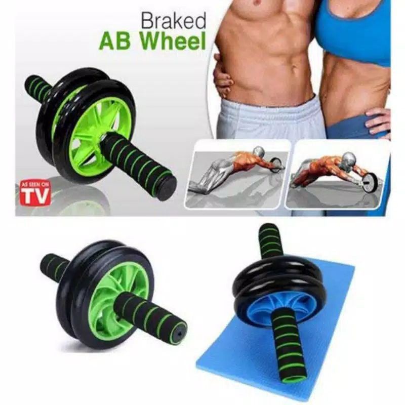 Roller ab wheel sport alat fitness otot tangan perut dan kaki