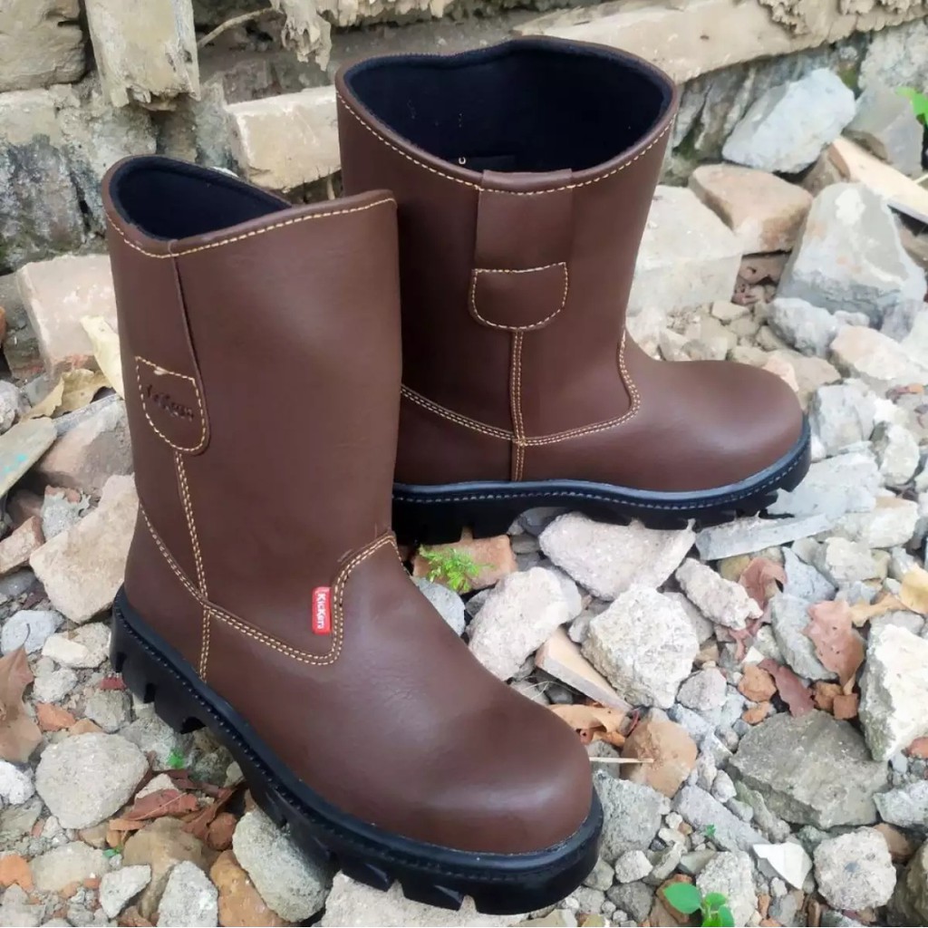 Sepatu Safety Boot Mirip King Termurah Ujung Besi Kerja Pabrik Proyek Industri Kulit Sintesis Impor