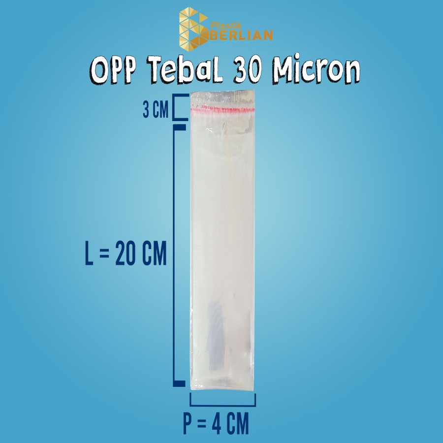 

4 X 20 cm Plastik OPP TEBAL 30 MICRON (100 lbr)