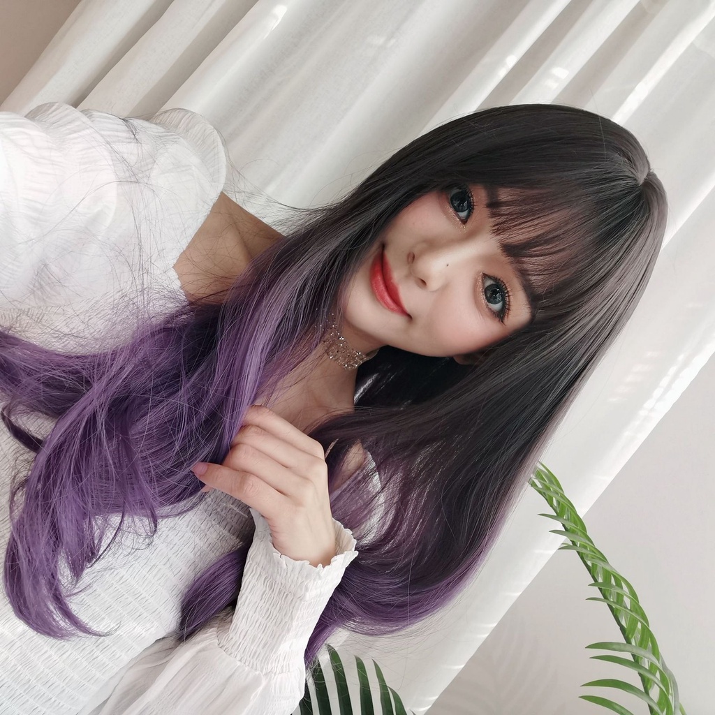 WDA-26 wig daily kpop korea jepang gradasi smoke purple ungu rambut palsu lurus panjang