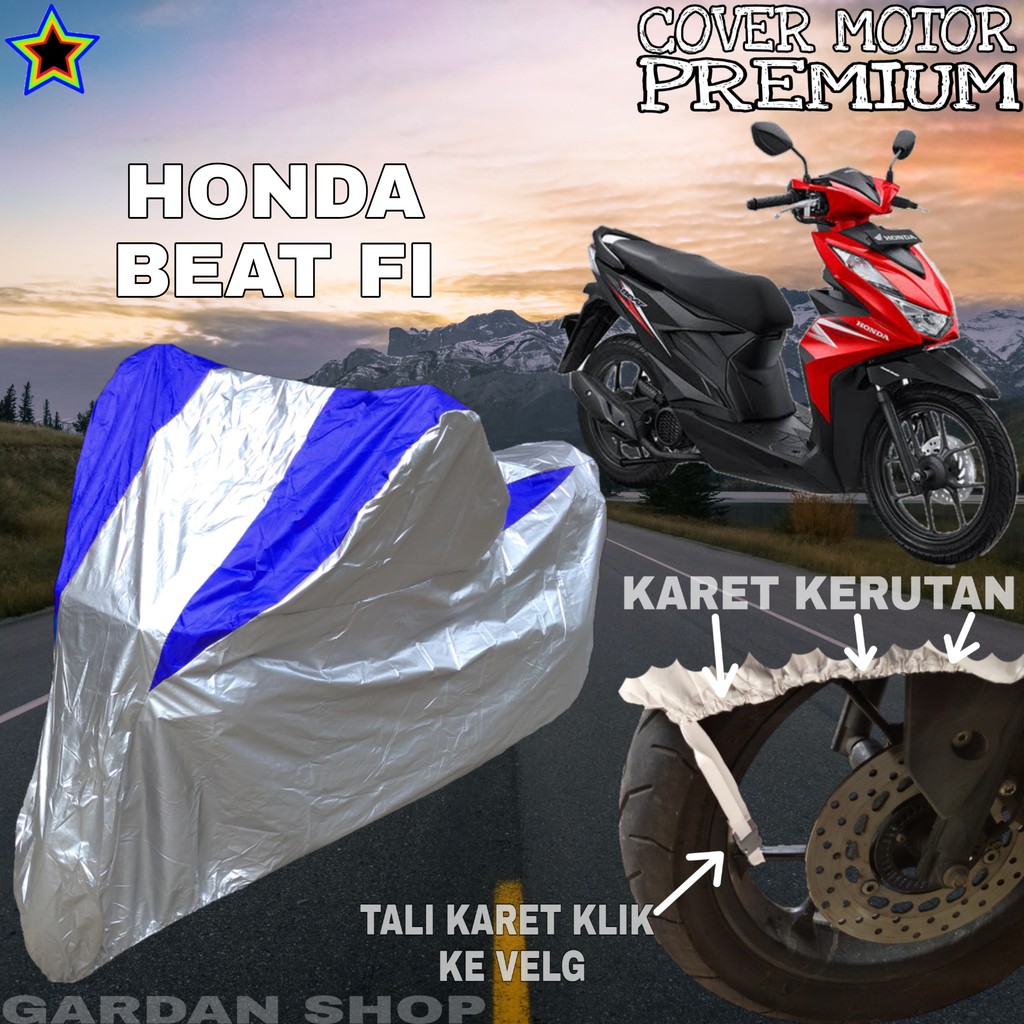 Sarung Motor HONDA BEAT FI Silver BIRU Body Cover Penutup Motor Honda Beat Fi PREMIUM