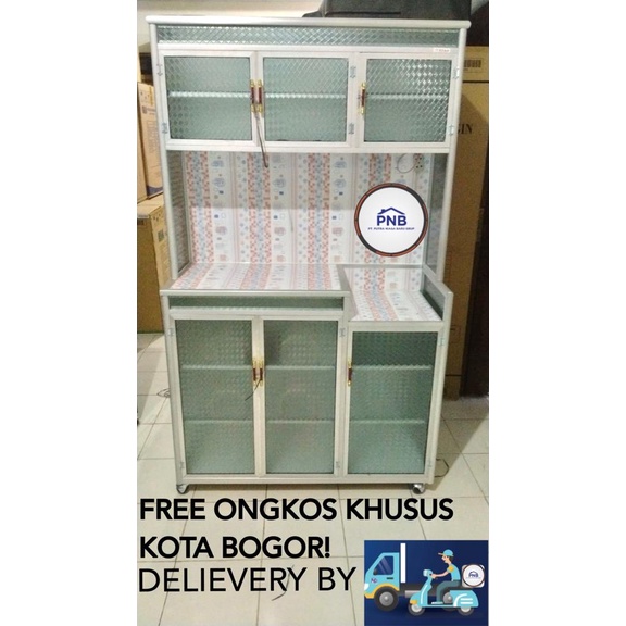 RAK PIRING / LEMARI PIRING 3 PINTU TIANG TEBAL+RODA (BOGOR-DEPOK)