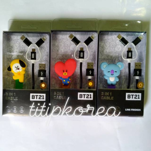 READY BT21 / BTS 3IN1 CABLE OFFICIAL LINE FREINDS S2B CORPORATION
