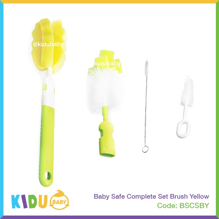 Baby Safe Sikat Botol Susu Bayi Anak Complete Set Brush Yellow Kidu Baby