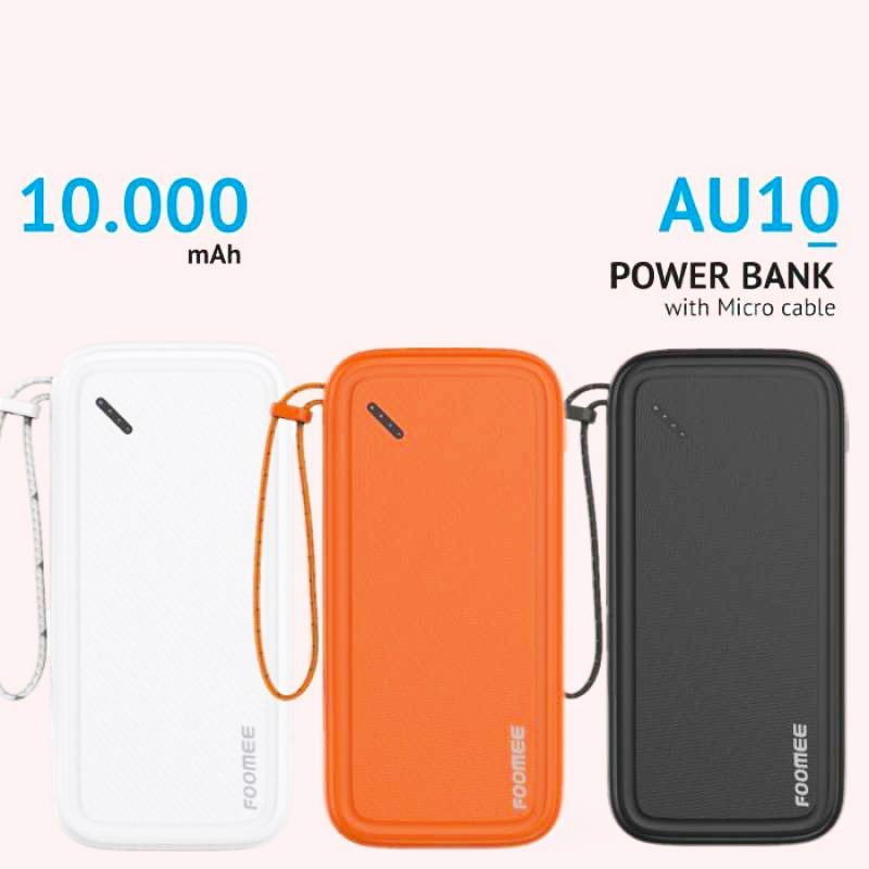 PROMO POWER BANK FOOMEE AU10 10000MAH DUAL USB PORT LED DISPLAY PLASTIC FAST CHARGING ORIGINAL