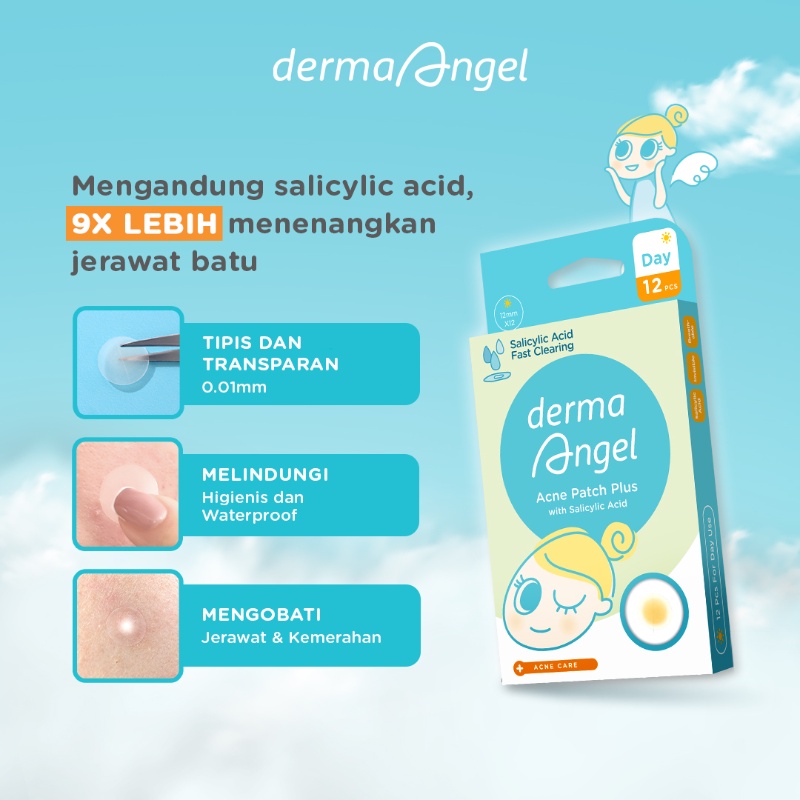 Image of Derma Angel Acne Patch Plus with Salicylic Acid Night: Isi 12 Patch | Plester Jerawat Batu | Plester Jerawat Transparan | Acne Skincare #2