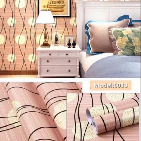 Wallpaper Dinding Ruang Tamu Motif Polkadot Coklat