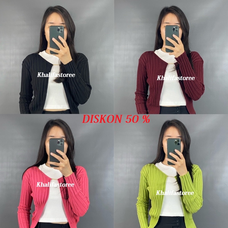 Kardigan Ribbed Cardigan Rajut wanita/Kardigan crop/Kardigan Rantai/Kardigan wanita/Kardigan rajut