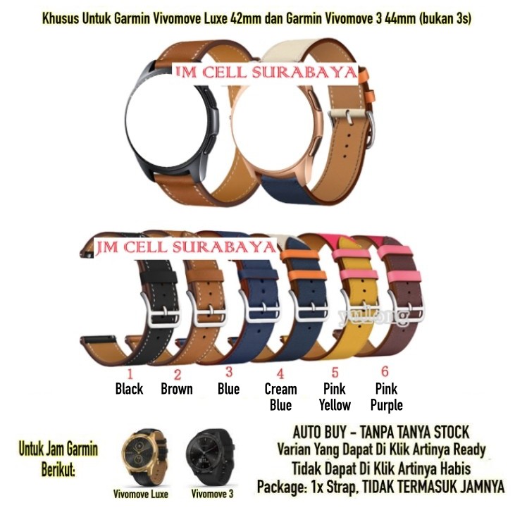 Tali Jam Strap Garmin Vivomove 3 44mm / Luxe 42mm - Fashion Leather