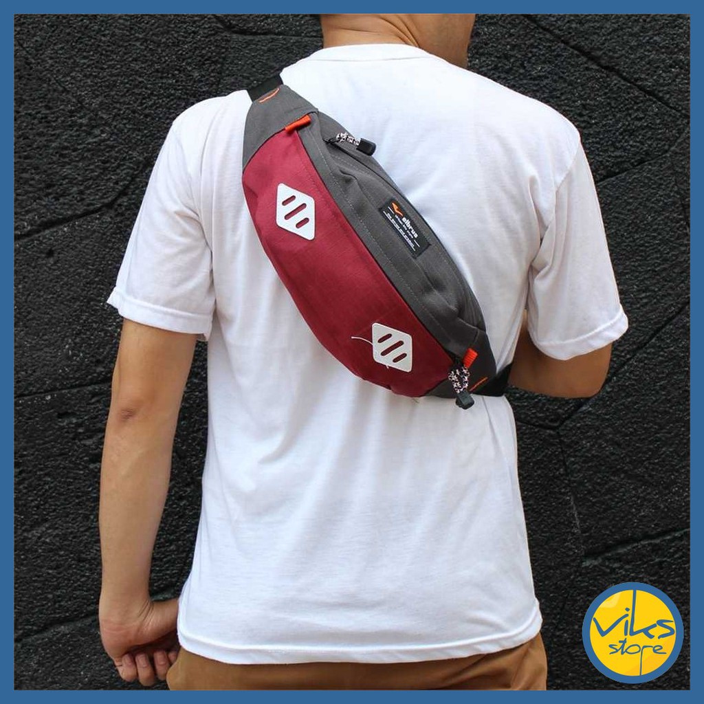 Tas Pinggang Pria Cowok Elbrus Tas Sunmori Original Selempang Waistbag Bahu Casual Premium Multifungsi Lokal