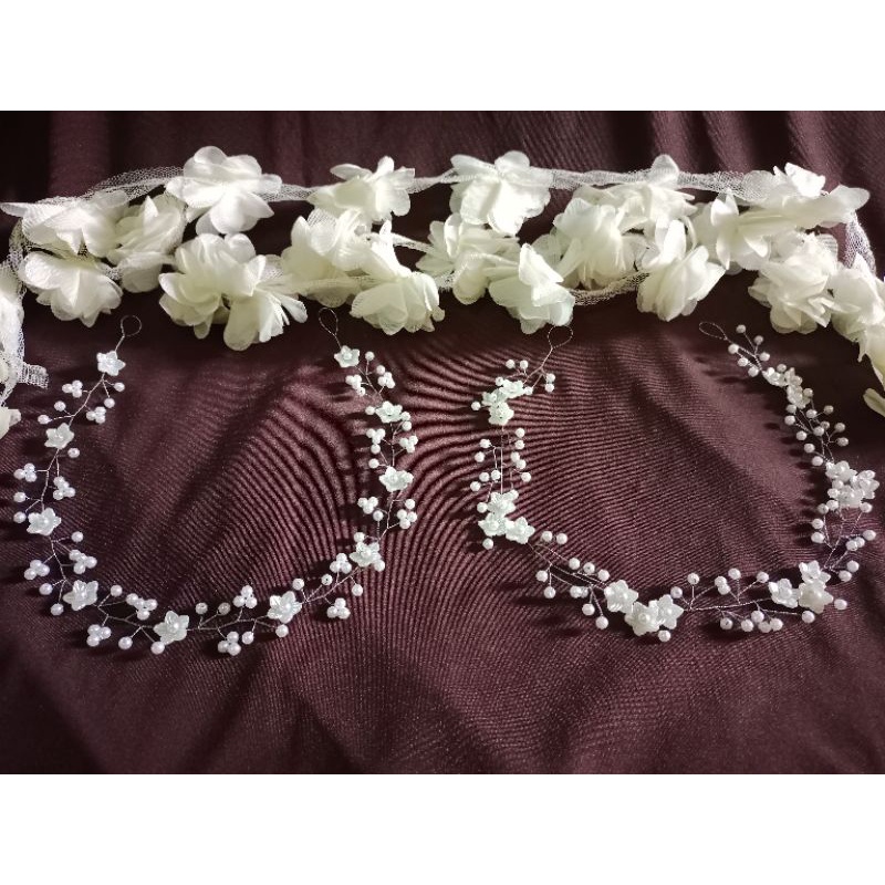 Headpiece hijab/rambut, hiasan/mahkota/crown pengantin mutiara, aksesoris pengantin,bandana