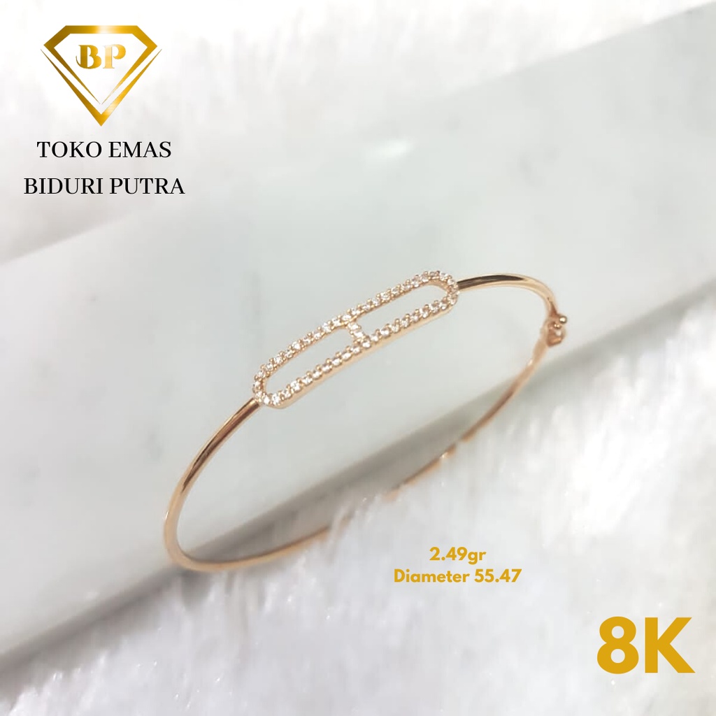 Gelang Oval Elegant Christian Di*r Perhiasan Emas Asli Kadar 8k/375 toko emas biduri putra