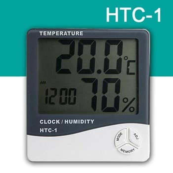 HTC-1Thermometer Hygrometer Clock jam Pengukur Suhu Lembab Alarm Meter-3