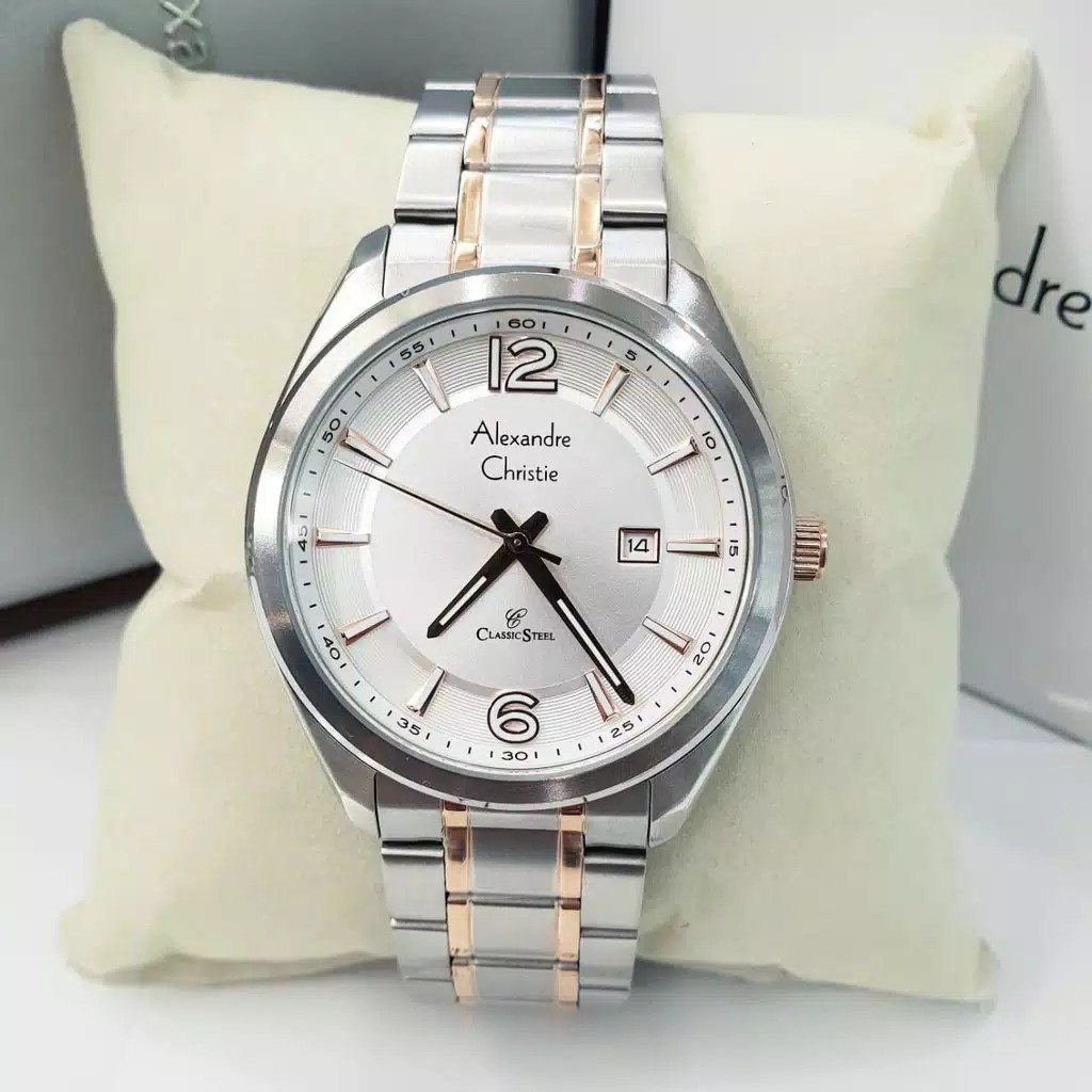AC alexandre Christie  AC 8583 pria original  stainless steelsilver combinasi