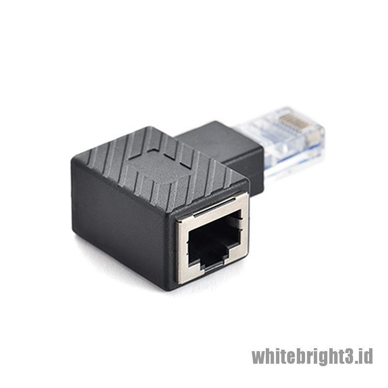 &lt; White3 &gt; Adapter RJ45 Male Ke Female Sudut Kanan / Kiri 90 Derajat 270 Derajat