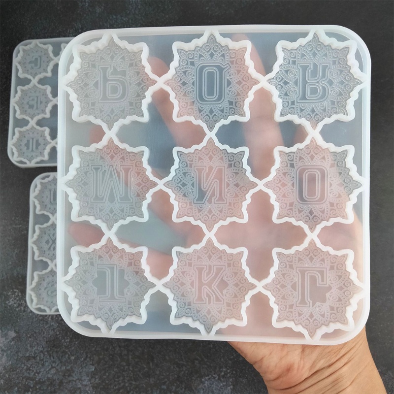 SIY  Mandala Alphabet Resin Molds Silicone 26 Letters Epoxy Molds Keychain Mould