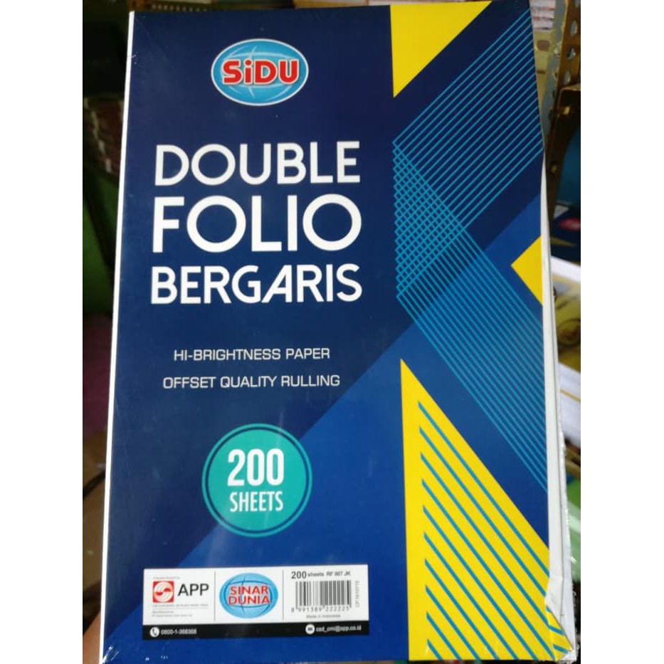 Per Pack Sinar Dunia Kertas Double Folio Bergaris 200 Lbr Sidu 32 X 42 Cm Shopee Indonesia