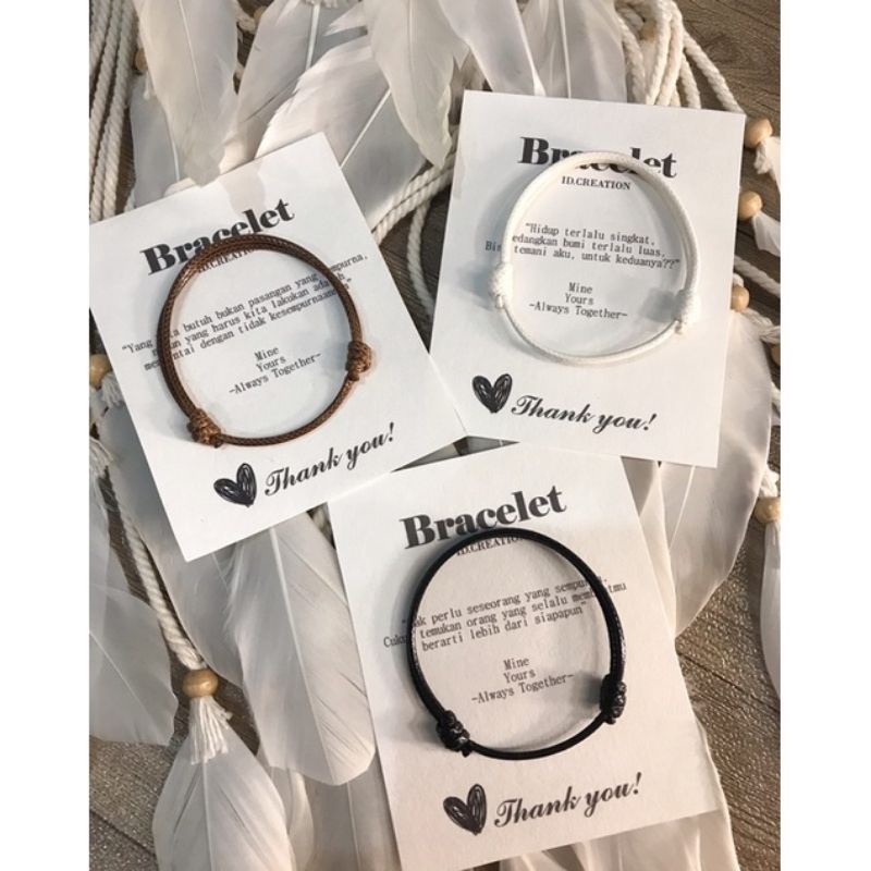 ( Polos ) Gelang Tali korea 1.5mm | Gelang Korea Polos | Gelang Hitam | Gelang Coklat | Gelang Putih