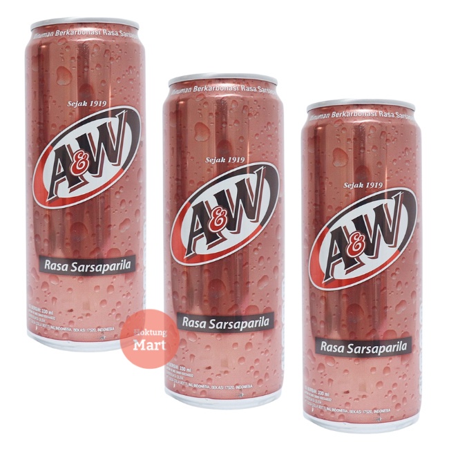 3x330ml A&W Root Beer Kaleng Sarsaparila AW Kaleng Slim 250ml
