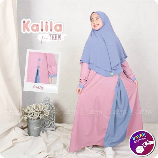 Baju Anak KALILA Gamis Set Hijab Umur 9 sd 12 Tahun