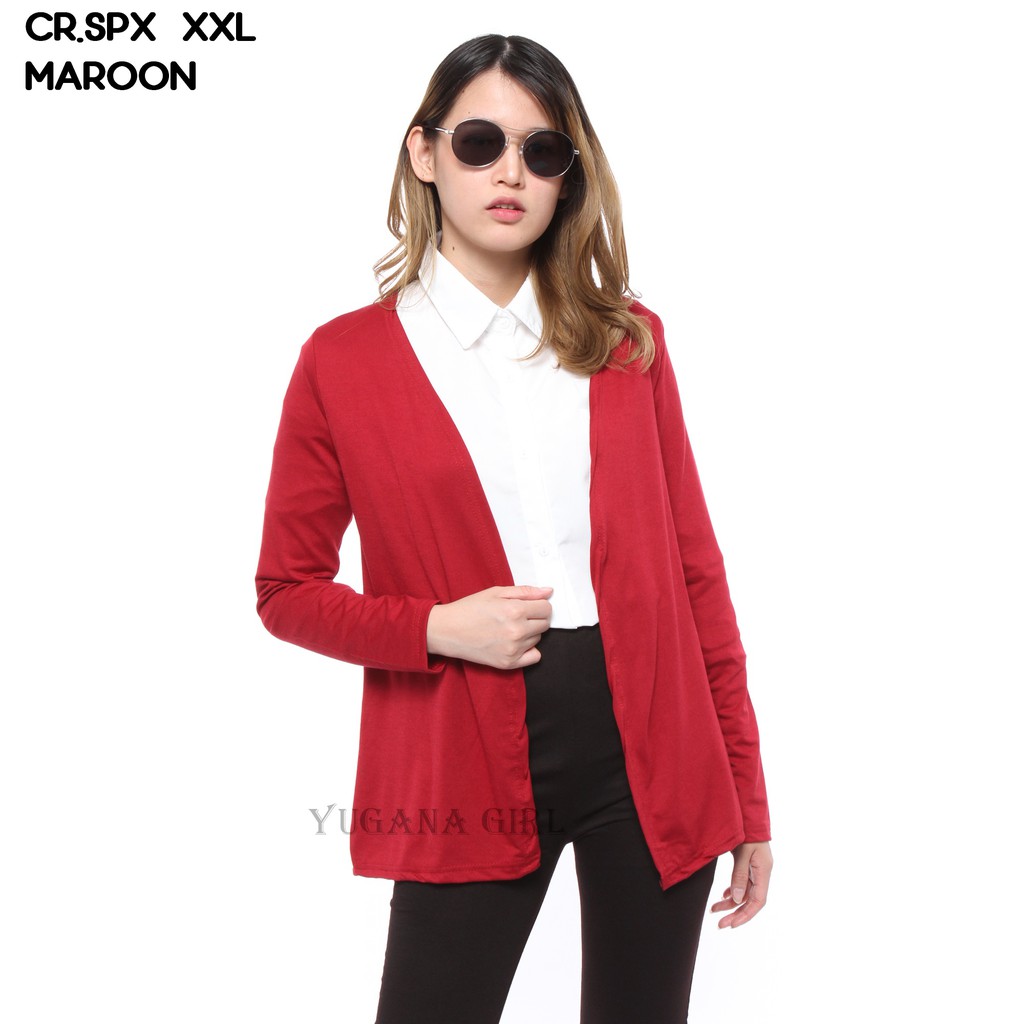 AVN -  G3D - CRSPX Cardigan Spandex Polos Jumbo Lengan Panjang Murah Wanita Kekinian-1
