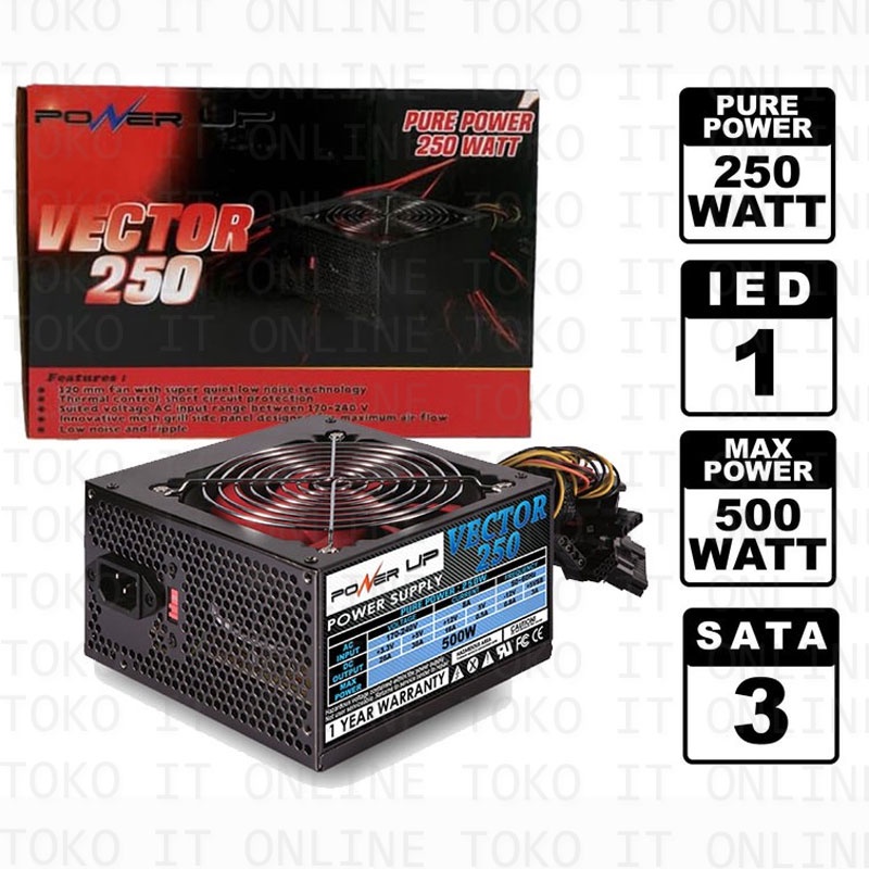 POWERUP PSU VECTOR 250 PURE POWER SUPPLY 500W