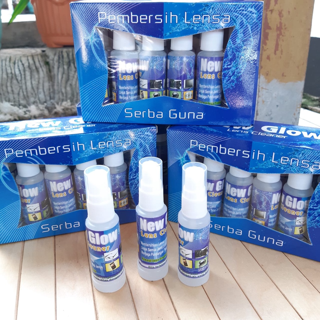 Bisa COD - Cairan Pembersih Lensa Kacamata NEW GLOW 1 Box [isi 12 pcs] free lap dan cairan pembersih