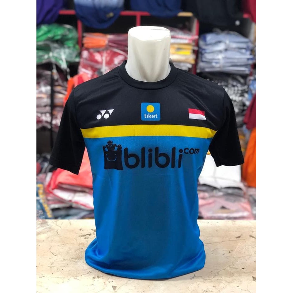PROMO  Baju BADMINTON / BULUTANGKIS YONEX Y.142 (Hitam BIRU)