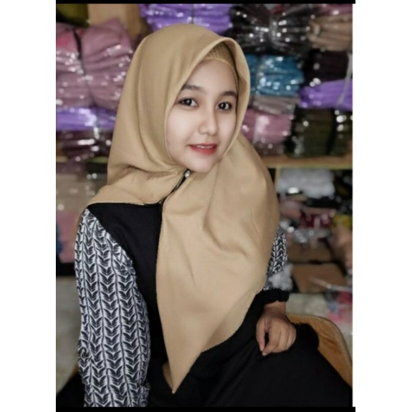 HIJAB ZIPER MOTIF VOAL SERI HITAM POLOS VOAL/  RESLETING STANDAR/JILBAB RESLETING ZIPER