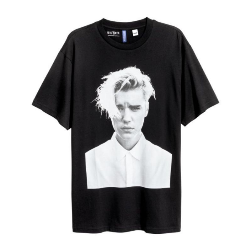 [BISA COD] KAOS T-SHIRT PRIA WANITA H&M JUSTIN BIEBER PURPOSE TOUR BLACK PRINTED