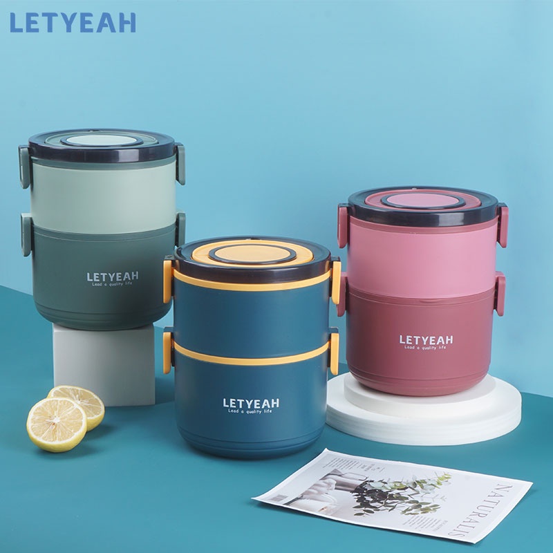 letyeah Kotak makan 2 susun 1600ML/lunch box double-layer anti tumpah portabel