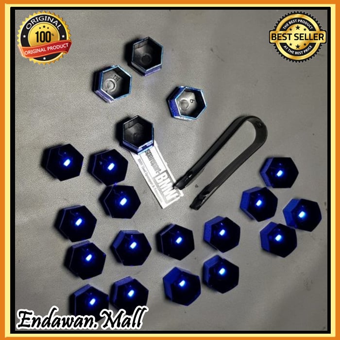 Promo penutup baut roda velg BMW 20 pcs 17mm Biru Elegan